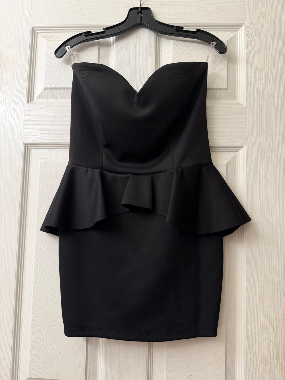 NWT Strapless Black Peplum Evening Dress
